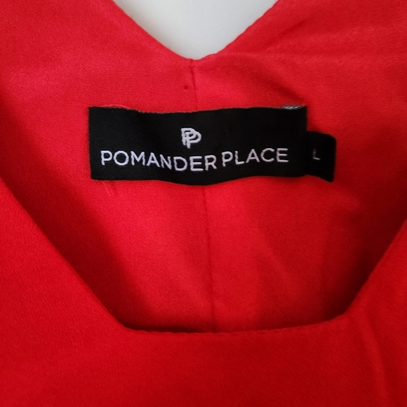 Pomander Place | Holiday Sleeveless Babydoll Mini Dress w/ Bow Straps - Size L - Picture 7 of 9